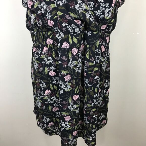 DR2 Floral Black Short Sleeve Mini Dress 3X - Picture 3 of 8
